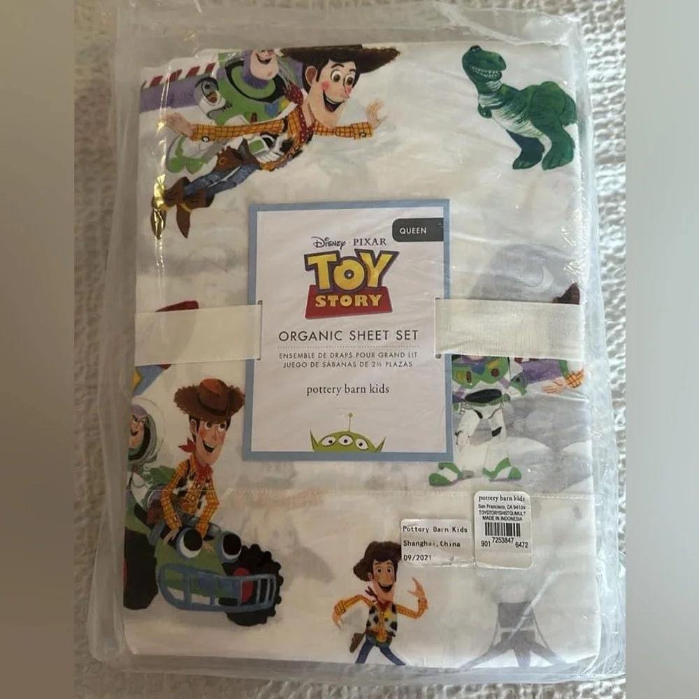 Pottery Barn Kids Toy Story Organic Sheet Set - White with Multicolor Characters